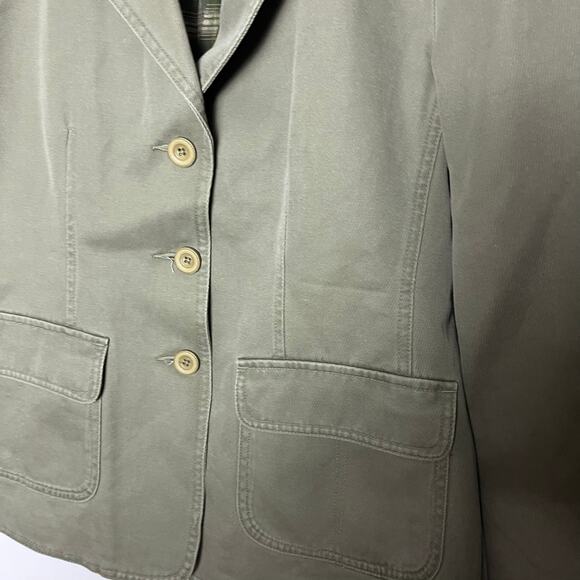 L.L. Bean Y2K Women's Green Canvas Plaid Flannel Lined Jacket Size Small - Picture 4 of 10